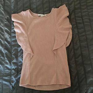 size small pink shirt with ruffle sleeves